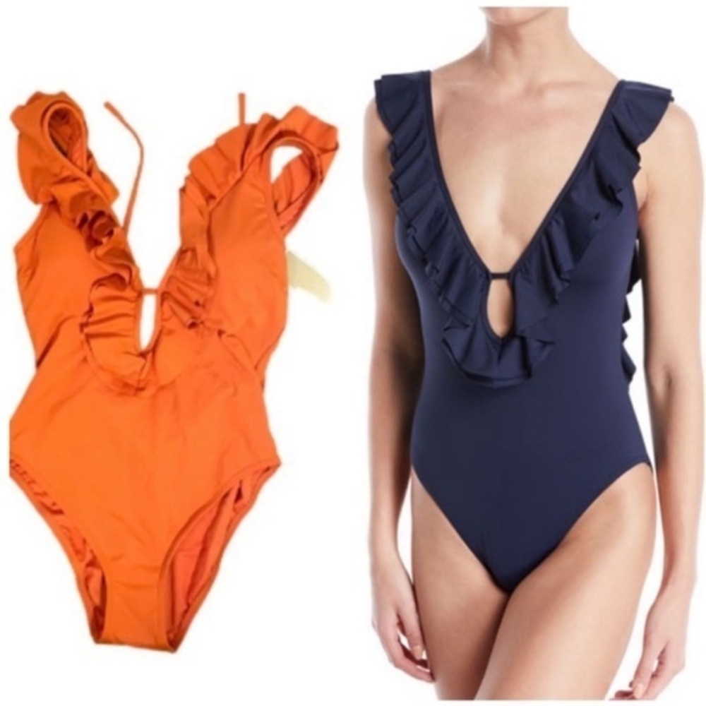 Michael Kors One Piece Swimsuit  - Ruffle Detail - Size 6- Orange